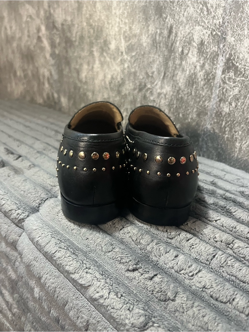 Vince Camuto Black Studded Leather Loafers New without Box - Picture 4 of 5